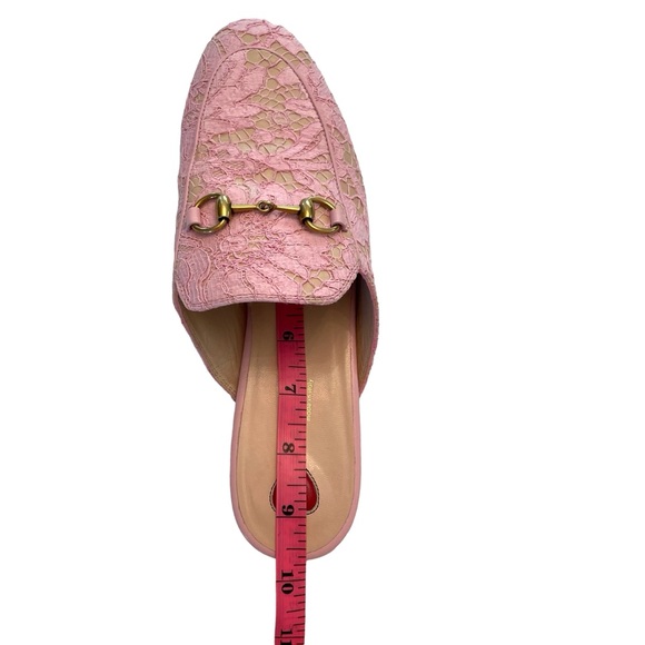 Gucci Princetown Lace Leather Horsebit Mules Size 37 Size 7 Sugar Pink - Picture 16 of 16